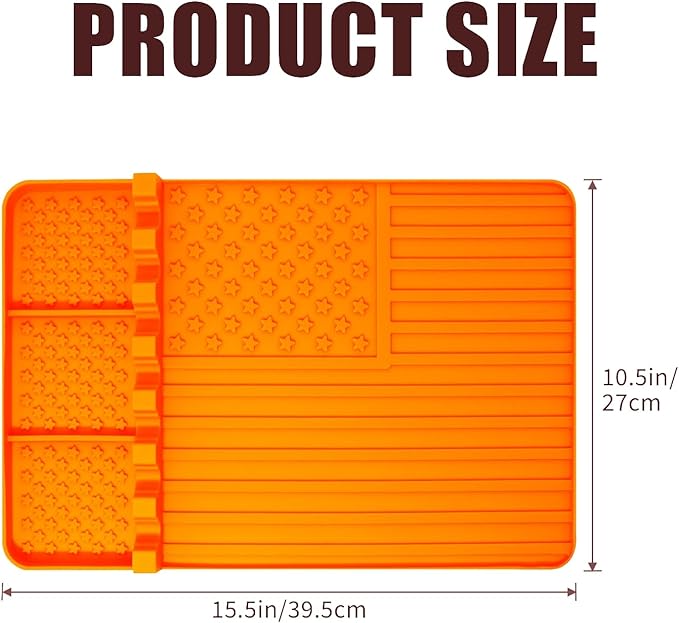 Silicone Griddle Tools Mat for Blackstone,Grill BBQ Caddy Utensils Holder for Kitchen,Cooking & Countertop,Large Spatula Mat with Drip Pad,Griddle Accessories for Blackstone (Orange)