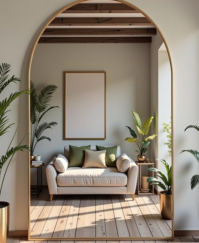 OGCAU Full Length Mirror, 78"x38" Large Full Body Floor Mirror Hanging or Leaning, Standing Mirror, Wall Mounted with Aluminum Frame for Living Room, Bedroom (Gold)