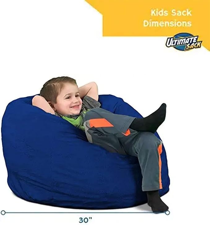 ULTIMATE SACK Kids Bean Bag Chair, Oversize Bean Bag Chair for Adults, Comfy Chair Bean Bag Couch Lounge Sofa Loveseat Furniture | Electric Blue Suede