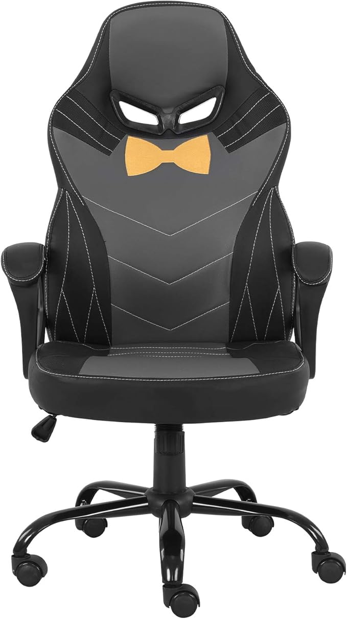 Modern-Depo Ergonomic Gaming Chair for Teenagers Juniors, High Back Swivel Racing Computer Chair, Height Adjustable Gaming Chair, Soft Padded Armrest, Black Grey