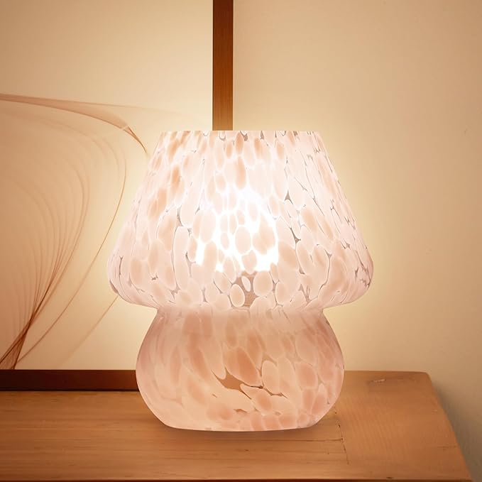 Mushroom Lamp Table Lamp for Bedroom,Small Desk Bedside Lamps for Living Room,Mushroom Decor Cute Mini Modern Mid Century Lamps for Night Stands,Aesthetic Home Living Room Decor(Blush Pink)