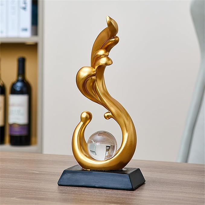 AWNR Abstract Art Deco Decor Statues for Home,Shelves,Table,Living Room, Dining Room,Modern Sculpture Decoraciones of Homes for Sale (Gold A)