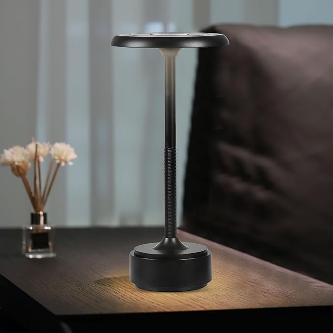 Small Table Lamp With 5200mah Battery - Rechargeable Desk Lamp For Cozy Nights, Usb-C Fast Charging & Stepless Dimming, Cordless Table Lamp With 3 Lighting Modes For Bedroom, Office & Travel(Black)