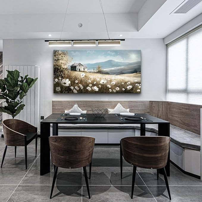 Wapluam Canvas Wall Art For Living Room Large Wall Decor For Bedroom Field Scenery Watercolour Wall Paintings Office Decorations Stretched And Framed Wall Pictures Artwork Home Decor Ready To Hang