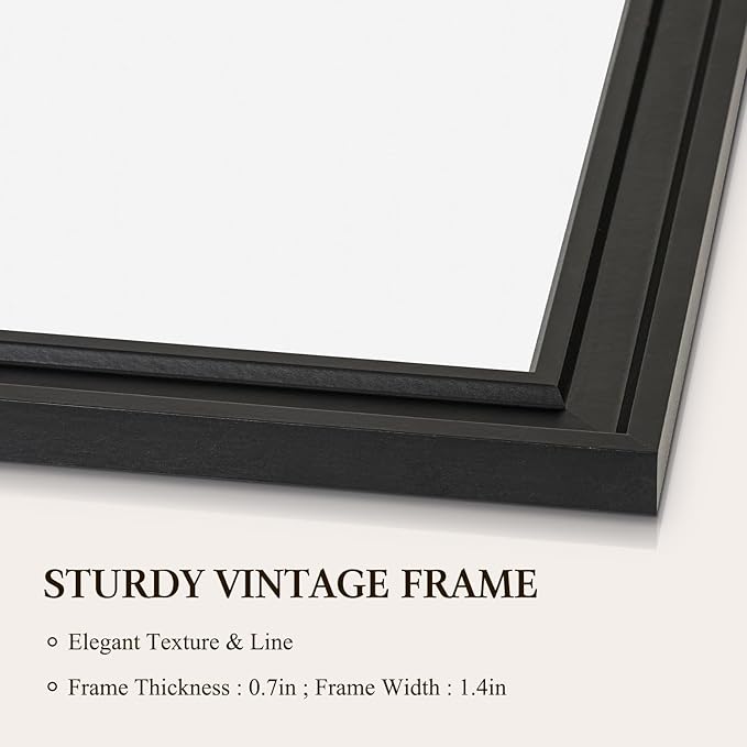 4 THOUGHT Dry Erase Board, 24 x 36 in Magnetic Whiteboard Black Vintage Wood Frame Wall-Mounted White Board Decorative Notice Board for School, Office, Home, Kitchen with 6 Magnets 4 Markers 1 Eraser