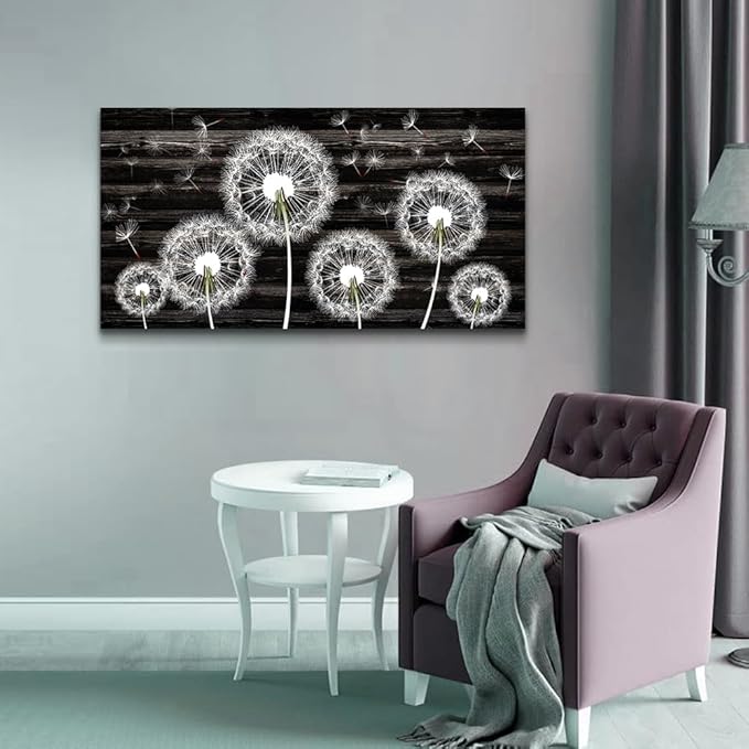 Canvas Wall Art For Bedroom Large Size Wall Decor For Living Room Fashion Wall Decorations For Kitchen Abstract Paintings Office Decor White Dandelion Flowers Pictures Artwork Posters Home Decoration