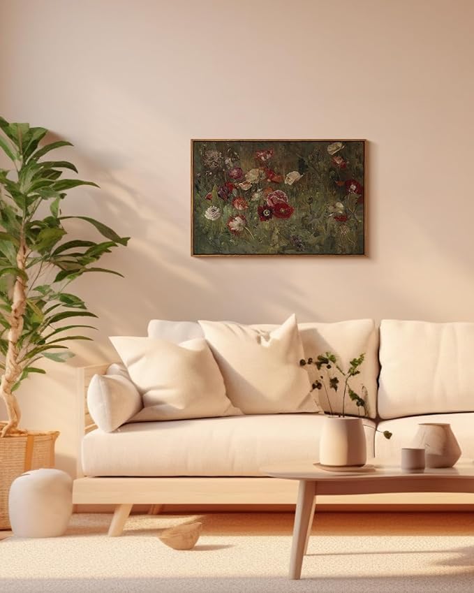 InSimSea Framed Canvas Wall Art Vintage Decor, Flowers Large Wall Art Prints, Flowers Art Modern Farmhouse Decor, Botanical Wall Art Painting for Office, Bedroom Bathroom Office home Decor, 20"x30"