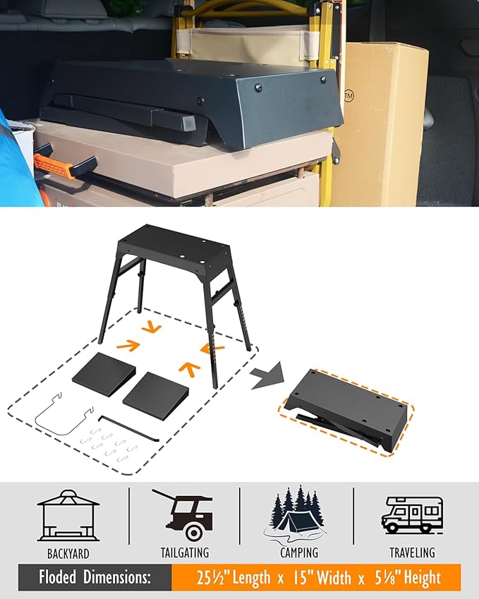 Blackstone Griddle Stand for 17”or 22”, Industrial Grade Metal Blackstone Grill Table Stand, with Tool Rack, Paper Towel Holder Trash Bag Holder, for Outdoor Camping Garden Lawns Collapsible Griddle
