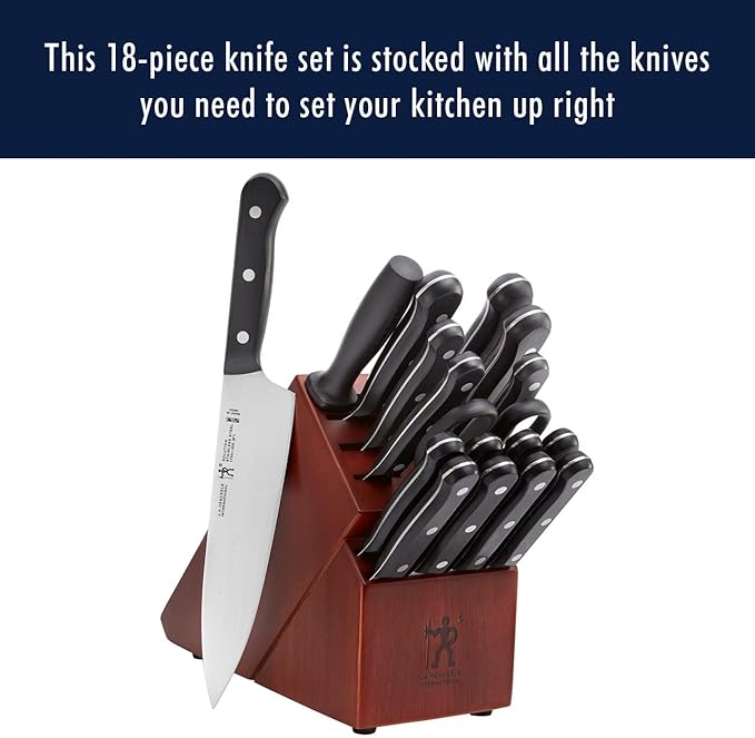 HENCKELS Solution Razor-Sharp 18-pc Knife Set, Chef Knife, Bread Knife, Steak Knife, German Engineered Informed by 100+ Years of Mastery, Brown