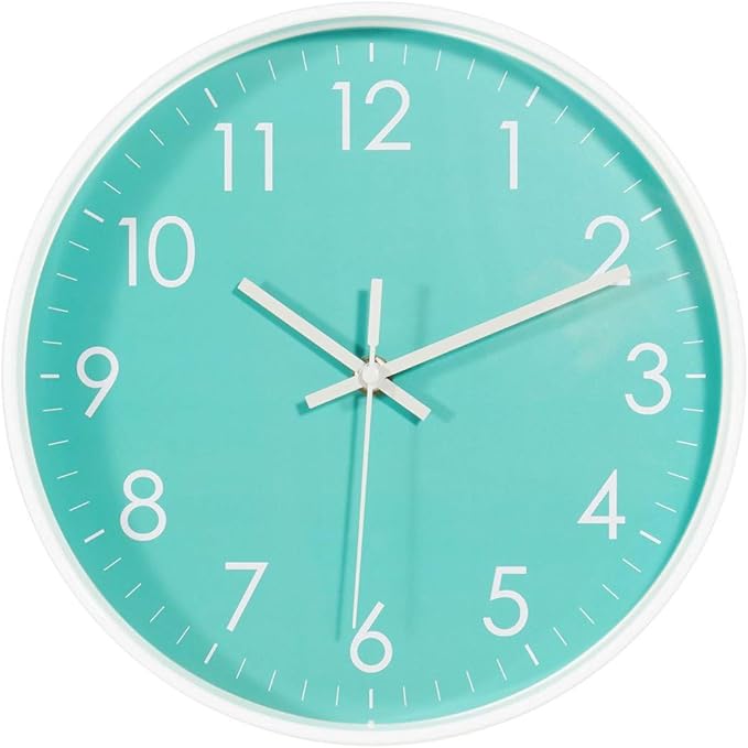 Indoor Silent Non-Ticking Quartz Modern Simple Wall Clock Digital Quiet Sweep Movement Office/Kitchen/School/Living Room Decor 10 Inch