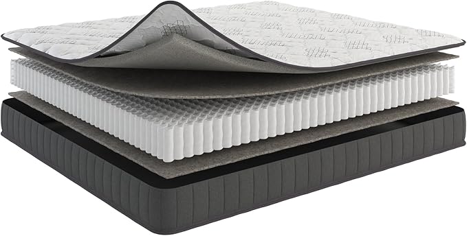 Ottomanson Queen 9" Hybrid Mattress - Rock Hard Feel - Made in USA - Individually Pocketed Coils & CertiPUR-US Foam - Fiberglass-Free - Bed in a Box