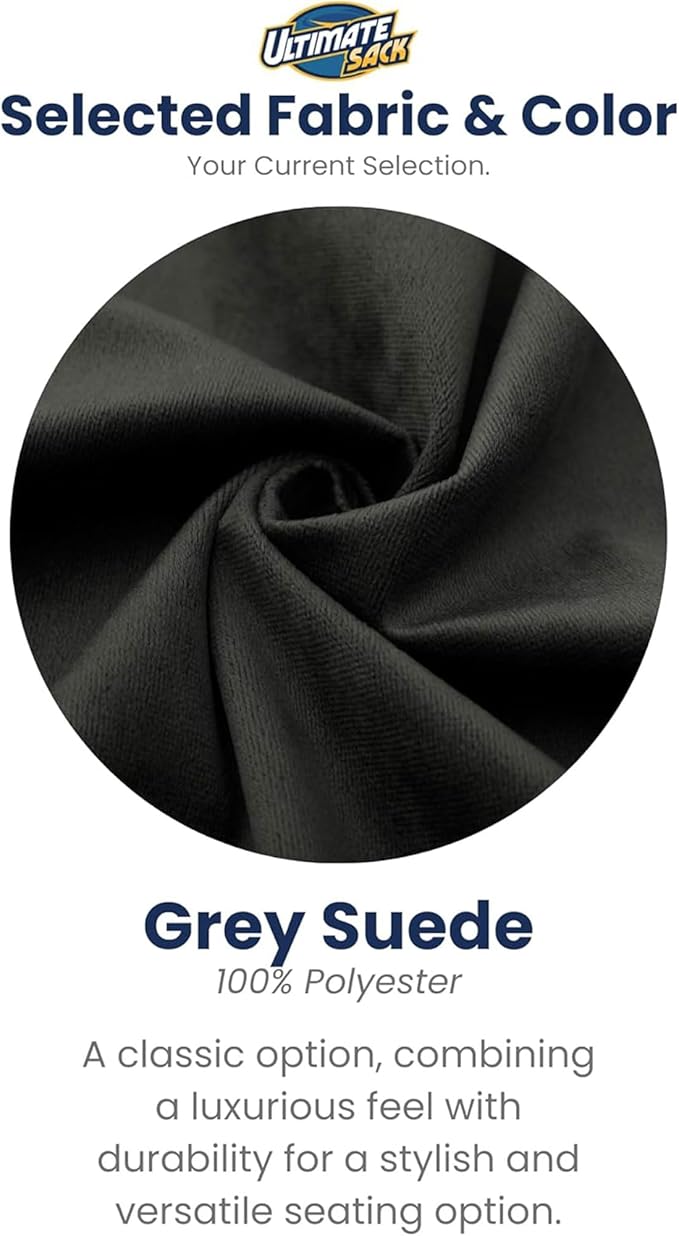 ULTIMATE SACK Kids Bean Bag Chair, Oversize Bean Bag Chair for Adults, Comfy Chair Bean Bag Couch Lounge Sofa Loveseat Furniture | Grey Suede