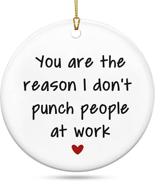 GEEMBI Christmas Ornaments Gifts for Coworkers - Ceramic Christmas Ornaments 2025 for Tree Decorations - Coworker Gifts for Friends Women Men - Funny Office Gift for Coworkers, Xmas Decorations