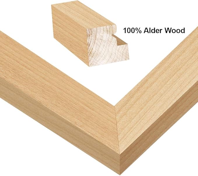 RPJC 6x8 inch Picture Frame Made of Solid Wood and High Definition Glass Display Pictures 4x6 with Mat or 6x8 Without Mat for Wall Mounting Photo Frame Natural