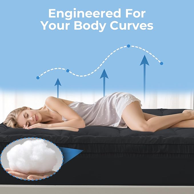 YUGYVOB Twin Mattress Topper - 800GSM Extra Thick Cooling & Breathable Mattress Pad with Deep Pocket 8"-21" & Soft Down Alternative Filling, Grey