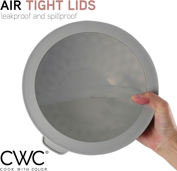 COOK WITH COLOR Mixing Bowls with Lids - 12 Piece Plastic Nesting Bowls Set includes 6 Prep Bowls and 6 Lids, Diamond Design - Microwave Safe (Mint)