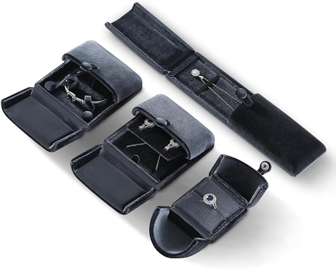 Velvet Bracelet Box，Ceremony Gift Boxes for Jewelry Display，Bracelets Holder for Women，Men Valentine Gifts Case (Grey)