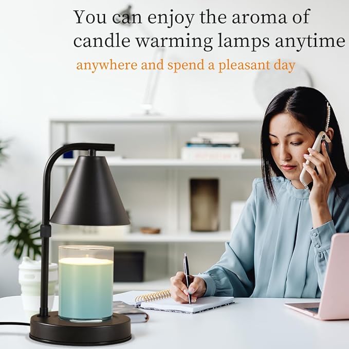 Candle Warmer Lamp, Electric Candle Lamp Warmer Birthday for Mom Women Home Bedroom Decor Dimmable Wax Melt Warmer for Scented Wax with 2 Bulbs, Jar Candles(Height-Adjustable)