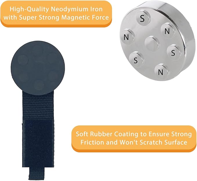 Heavy Duty Magnetic Hook, Magnetic Tool Holder, Magnetic Garage Hooks, Extension Cord Strap for Cable, Rope, Wire Storage in Garage,Workshop,RV,Pick-up(Dia.2.59" Magnet * 2Pcs)