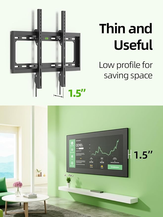 USX Mount Tilting TV Wall Mount Bracket Low Profile for Most 26"-60" LED, LCD, Flat Television, TV Bracket Tilt Mount for VESA 400x400mm- Up to 99lbs, Quick Lock and Release Fits 12" 16" Stud