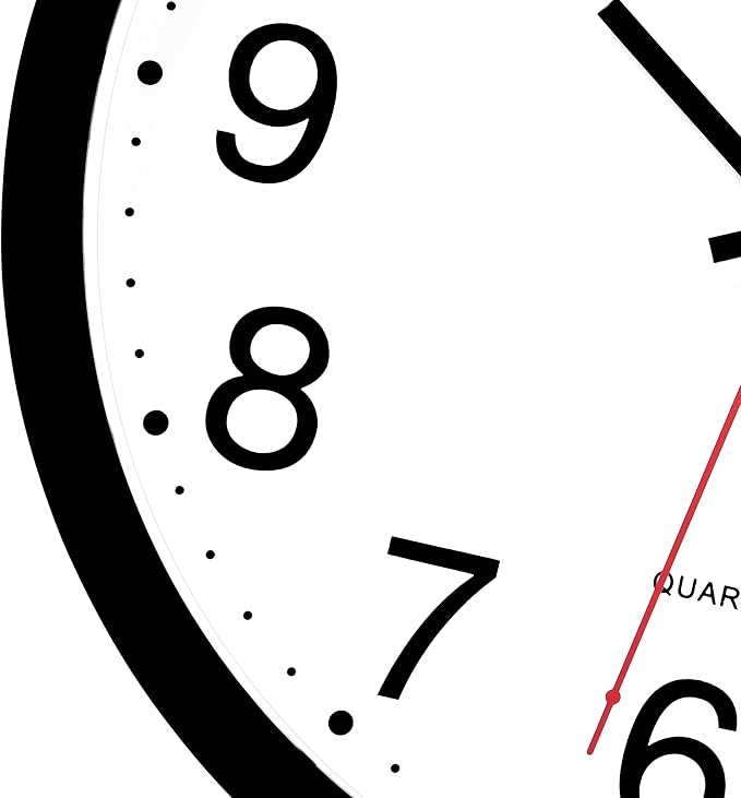 Foxtop Black Wall Clock Silent Non-Ticking 12 Inch Quartz Battery Operated Round Analog Wall Clock for Classroom School Office Living Room Bedroom Home