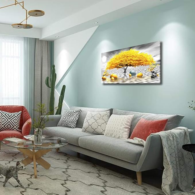 Wall decorations for living room Canvas Wall Art for bedroom Abstract wall decor Black and white Canvas Art Yellow tree paintings bathroom Home Decoration Hang Pictures Office large Wall Artworks