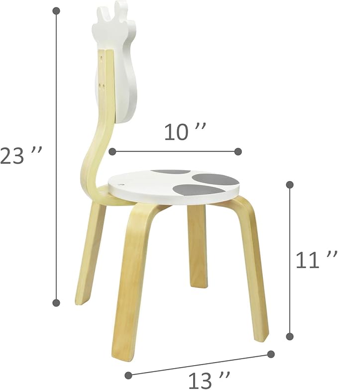 iPlay, iLearn 10 Inch Kids Solid Hard Wood Animal Chair, Stackable Wooden Finished, Preschool, Daycare, Bedroom, Playroom, Nursery Seat, Cow Furniture Stool for Toddlers, Children, Boys, Girls
