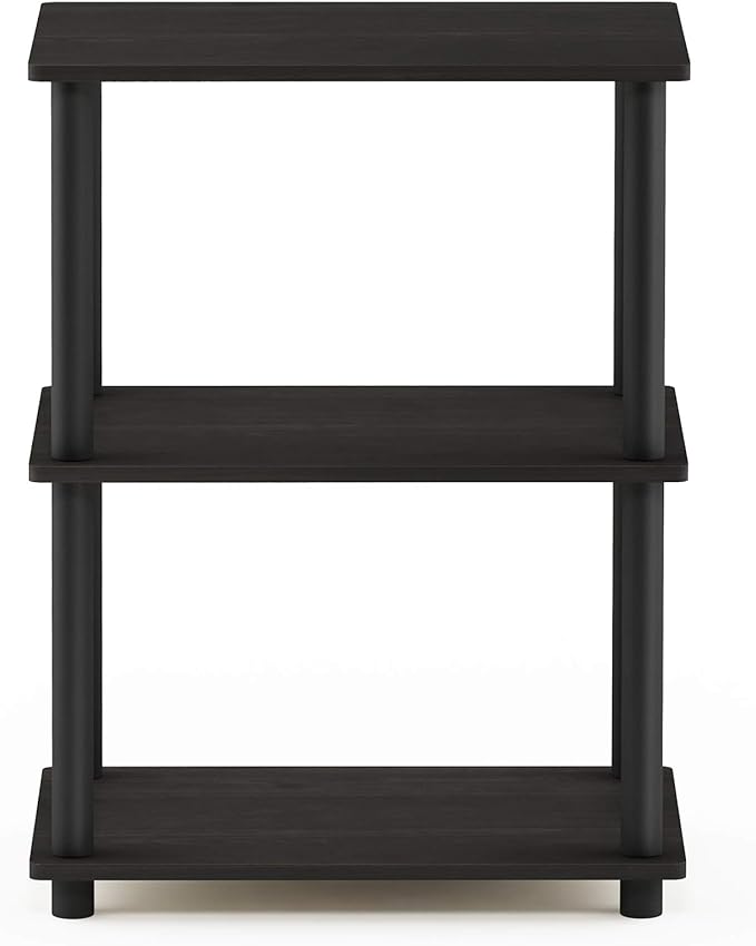 Furinno Turn-N-Tube No Tool 3-Tier Storage Shelf, Narrow, Espresso/Black