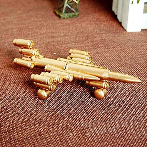 Bullet Shell Military Vehicle Sculptures - Handmade Tank, Airplane, Warship Metal Art Decor for Home, Office, Study Room for Men, Veterans (Fighter Model)
