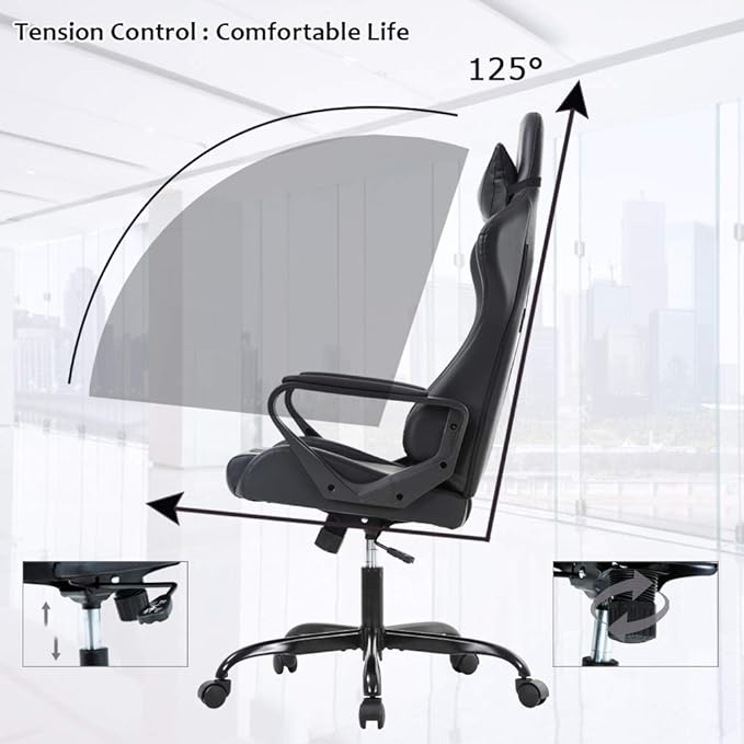 BestOffice Gaming Chair Office Chair Ergonomic Desk Chair Racing Style Gaming Chair with Lumbar Support, Swivel Rolling Base, and Comfortable Padded Seat for Women and Men