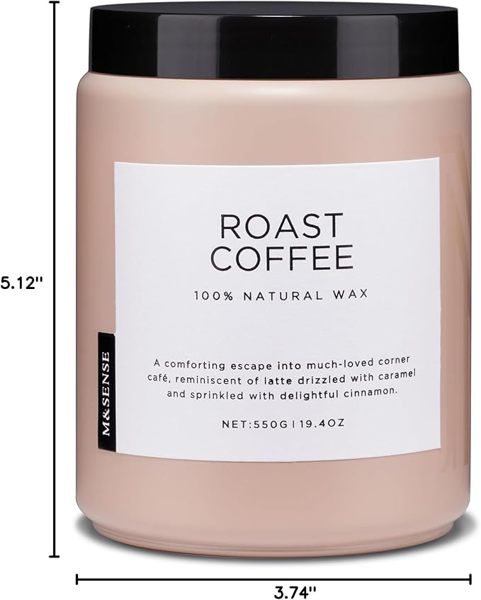 M&SENSE Coffee Candles Scented Strong, 2 Wick Jar Candle 19.4oz, 110 Hours Burning Time, Organic Natural Soy Wax Candle for Bedroom Kitchen Home Decor, Housewarming Gift for Men and Women