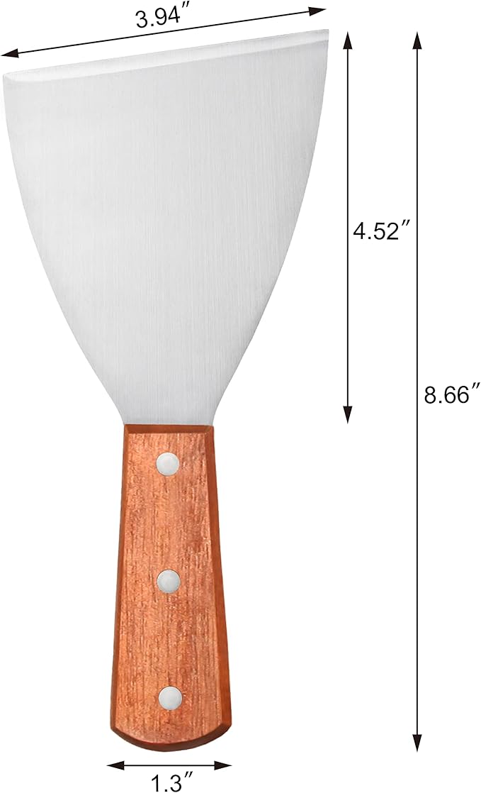 New Star Foodservice 38309 Wood Handle Slant Edge Grill Scrapers, 4 by 8.5-Inch