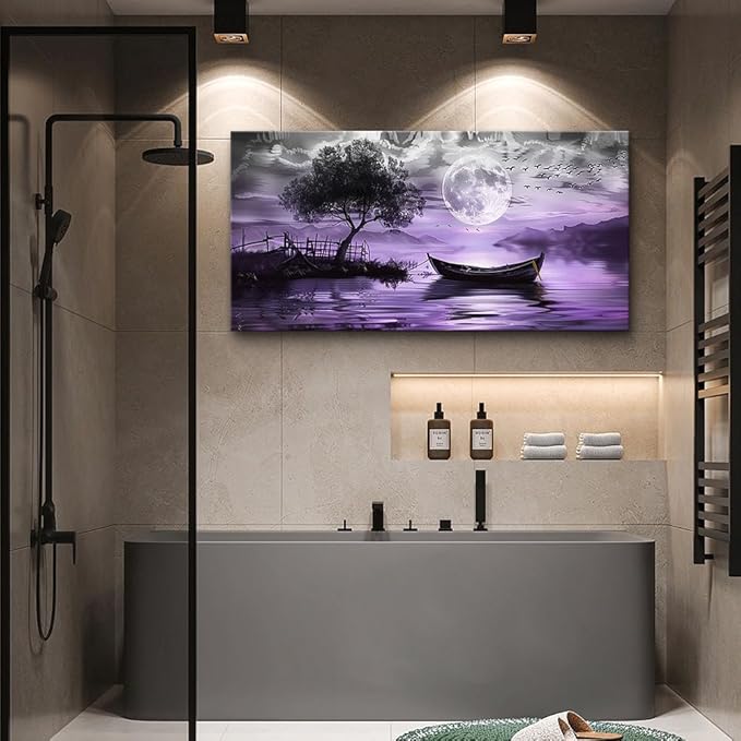 hyidecorart Black And White Wall Paintings Canvas Wall Art For Living Room Large Wall Decor For Bedroom Office Decorations Purple Scenery Abstract Pictures Artwork Canvas Prints Home Decor