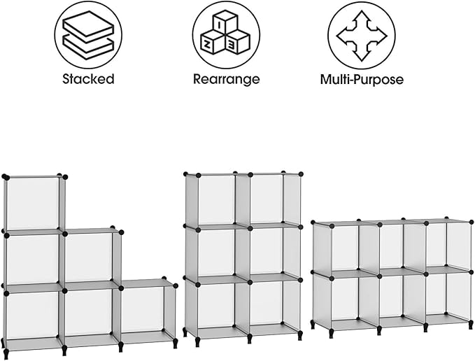 HOMIDEC 6-Cube Light Grey Cube Storage Organizer, Modular Storage Shelf with Hammer, Bin Cabinet Closet Bookshelf for Living Room, Bedroom, Office, Each Cube Size 11.8 x 11.8 inch