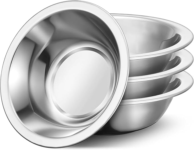 304(18/8) Stainless Steel Mixing Bowls for Kitchen, 4 Pack 6.3" 13.67 fl.oz Metal Mixing Bowls Set Stackable for Baking Serving Cooking Food Prep Storage Dishwasher Safe Lightweight