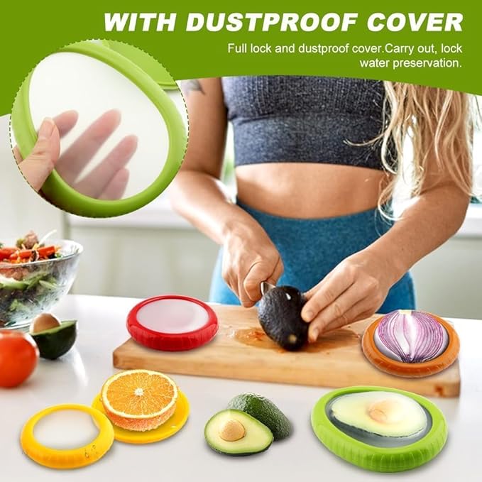 Avocado Saver and Tomato Holder - Set of 4 Reusable Storage Containers for Fridge - Ideal for Garlic, Onions, Lemons, and Potatoes