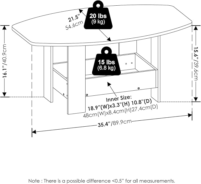 Furinno Simple Design Coffee Table with Storage Compartment, Espresso