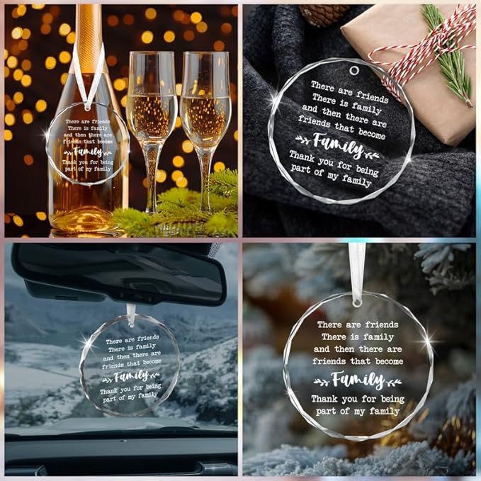 Christmas Friend Gifts for Women Men - Glass Christmas Ornaments for Tree Decorations - Friends Birthday Gifts for Women BFF Bestie, Unique Stocking Stuffers Gift Ideas for Xmas Decorations