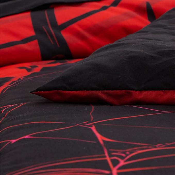 NTBED Game Console Comforter Set for Boys Girls Kids Spider Web Gaming Lightweight Microfiber Gamer Bedding Sets (Red, Twin 5Pcs)
