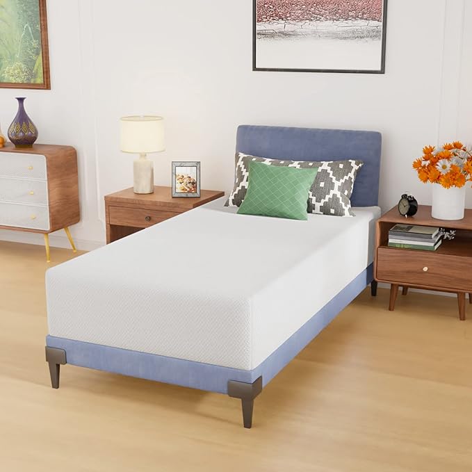 PayLessHere Twin Mattress 12 Inch Gel Memory Foam Mattress with Breathable & Washable Soft Fabric Zippered Cover,Supportive & Pressure Relief Bed Mattress,CertiPUR-US Certified,White,Fiberglass Free