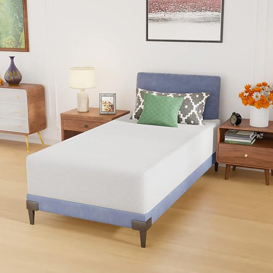 PayLessHere Twin Mattress 12 Inch Gel Memory Foam Mattress with Breathable & Washable Soft Fabric Zippered Cover,Supportive & Pressure Relief Bed Mattress,CertiPUR-US Certified,White,Fiberglass Free