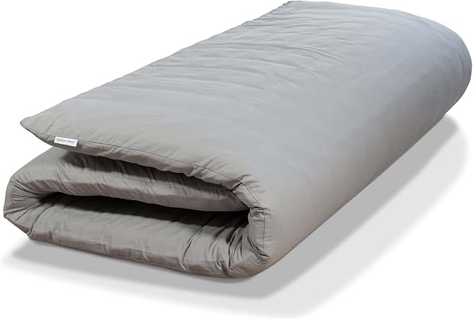 Japanese Futon Floor Mattress - Medium Firm Futon Mattresses for Sleeping - Shikibuton - Foldable and Portable Japanese Bed (Grey, Full)