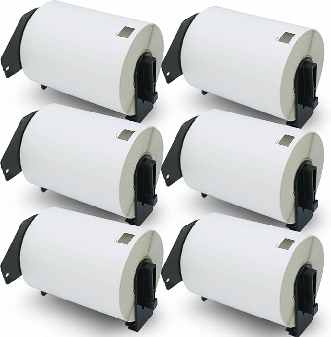 BETCKEY - Compatible Shipping Labels Replacement for Brother DK-1241 (4 in x 6 in), Use with Brother QL Label Printers [6 Rolls/1200 Labels]