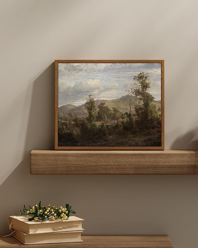 InSimSea Framed Canvas Wall Art Vintage Decor, Home Decor Retro Landscape Oil Painting Canvas Wall Art Decorations for Living Room Kitchen Office Farmhouse Bathroom Decor, 11"x14"