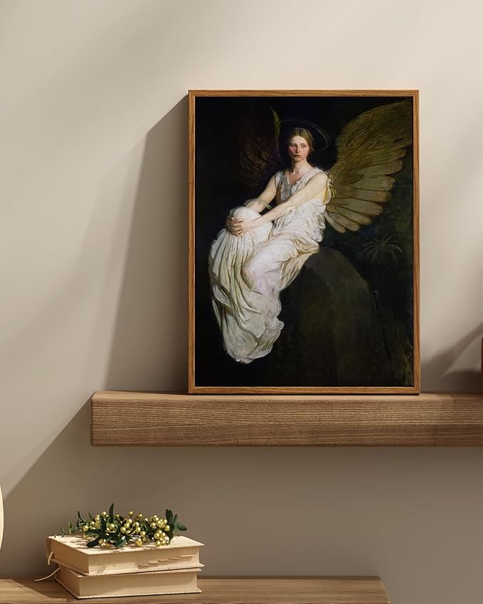 InSimSea Framed Wall Art for Living Room Home DecorStevenson Angel Vintage America Country Memorial Classical Oil Painting Prints Decorative for Living Room Bedroom Office Wall Decor 12x16in