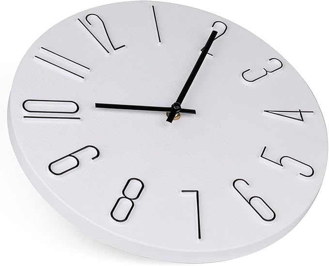 jomparis Wall Clock Silent Non-Ticking Modern Style Wooden Wall Clocks Decorative for Office Home Bedroom School (12 Inch White)