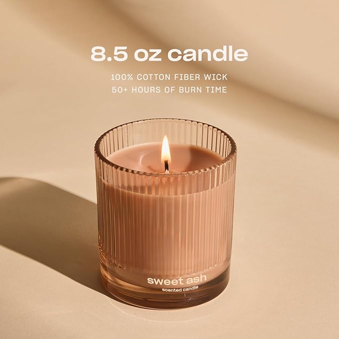 Sweet Ash Scented Candle by Snif, Low-Key Sweet and Earthy Scent, 50+ Hours, 100% Cotton Fiber Wicks, Soy Wax Blend, Non-Toxic, Vegan, 8.5 oz