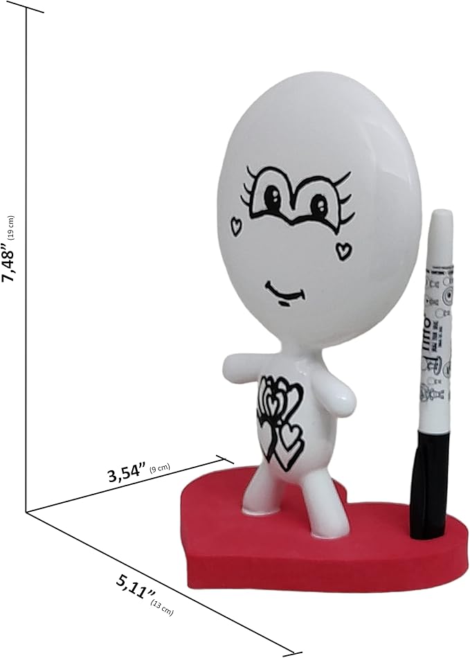 Dry Erase Board - TITTO in Love, Draw Your Ideas - Ceramic Desk Coworkers Whiteboard Doll - Red Office Decor Design - Back to School Love Gifts - RED