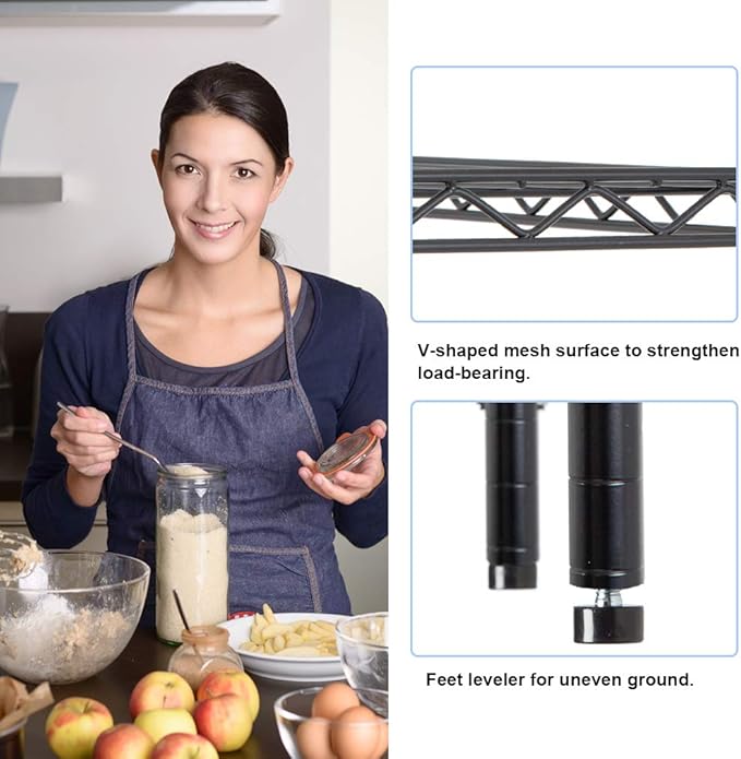 PayLessHere 42" D x 16" W x 72" H Wire Shelving Unit Heavy Duty Storage Rack 6-Tier Metal Shelf Garage Organizer Wire Rack,Black