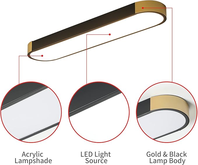 Tioolo Dimmable LED Ceiling Lights Modern Acrylic Linear LED Ceiling Lamp 2.3FT Semi Flush Mount Wraparound Shape Lighting Fixture with Remote Control for Kitchen Dining Living Room (36W/3000-6500K)